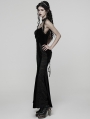 Black Gothic Dark Heart Ruched Velvet Long Slip Dress
