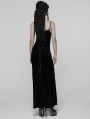 Black Gothic Dark Heart Ruched Velvet Long Slip Dress