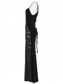 Black Gothic Dark Heart Ruched Velvet Long Slip Dress