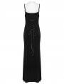 Black Gothic Dark Heart Ruched Velvet Long Slip Dress
