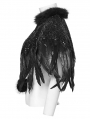 Black Gorgeous Gothic Sequined Feather Shawl