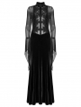 Black Sexy Gothic Vintage Mesh Spliced Velvet Maxi Dress