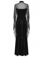 Black Sexy Gothic Vintage Mesh Spliced Velvet Maxi Dress