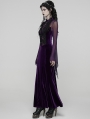 Violet Sexy Gothic Vintage Mesh Spliced Velvet Maxi Dress