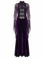 Violet Sexy Gothic Vintage Mesh Spliced Velvet Maxi Dress