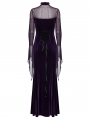 Violet Sexy Gothic Vintage Mesh Spliced Velvet Maxi Dress