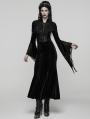 Black Retro Sexy Gothic Velvet Flared Sleeve Fishtail Long Dress