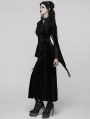 Black Retro Sexy Gothic Velvet Flared Sleeve Fishtail Long Dress