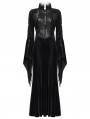 Black Retro Sexy Gothic Velvet Flared Sleeve Fishtail Long Dress