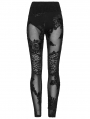 Black Gothic 3D Foral Mesh Lace Leggings for Women
