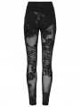 Black Gothic 3D Foral Mesh Lace Leggings for Women