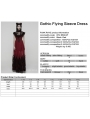 Red and Black Gothic Flocking Mesh Spliced Flutter Sleeve Long Party Dress