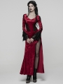 Red Gorgeous Gothic Velvet High Slit Fishtail Dress