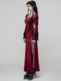 Red Gorgeous Gothic Velvet High Slit Fishtail Dress