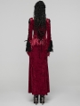 Red Gorgeous Gothic Velvet High Slit Fishtail Dress