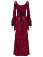 Red Gorgeous Gothic Velvet High Slit Fishtail Dress