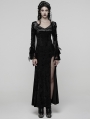 Black Gorgeous Gothic Velvet High Slit Fishtail Dress