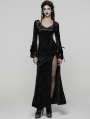 Black Gorgeous Gothic Velvet High Slit Fishtail Dress