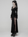 Black Gorgeous Gothic Velvet High Slit Fishtail Dress