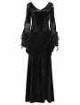 Black Gorgeous Gothic Velvet High Slit Fishtail Dress