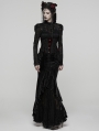 Black Gothic Gorgeous Velvet Beaded Tassel Fishtail Maxi Skirt