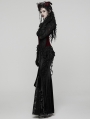 Black Gothic Gorgeous Velvet Beaded Tassel Fishtail Maxi Skirt