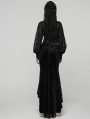 Black Gothic Gorgeous Velvet Beaded Tassel Fishtail Maxi Skirt