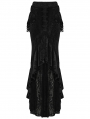 Black Gothic Gorgeous Velvet Beaded Tassel Fishtail Maxi Skirt