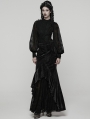 Black Retro Gothic Lace Embroidered Chiffon Shirt for Women