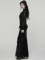 Black Retro Gothic Lace Embroidered Chiffon Shirt for Women