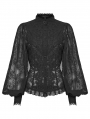 Black Retro Gothic Lace Embroidered Chiffon Shirt for Women