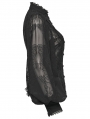 Black Retro Gothic Lace Embroidered Chiffon Shirt for Women