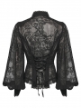 Black Retro Gothic Lace Embroidered Chiffon Shirt for Women
