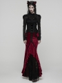 Red and Black Gothic Gorgeous Velvet Beaded Tassel Fishtail Maxi Skirt