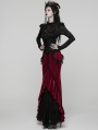Red and Black Gothic Gorgeous Velvet Beaded Tassel Fishtail Maxi Skirt