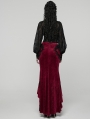 Red and Black Gothic Gorgeous Velvet Beaded Tassel Fishtail Maxi Skirt