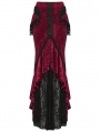 Red and Black Gothic Gorgeous Velvet Beaded Tassel Fishtail Maxi Skirt
