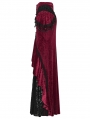 Red and Black Gothic Gorgeous Velvet Beaded Tassel Fishtail Maxi Skirt