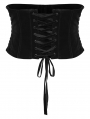 Black Gothic Rose Lace Applique Velvet Corset Waistband