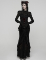 Black and Red Gothic Rose Lace Applique Velvet Corset Waistband