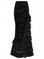Black Gothic Victorian Gorgeous Velvet Tiered Maxi Skirt
