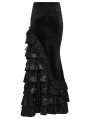 Black Gothic Victorian Gorgeous Velvet Tiered Maxi Skirt