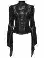 Black Sexy Gothic Gorgeous Velvet Lace Shirt for Women