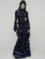 Black and Blue Sexy Gothic Gorgeous Velvet Lace Shirt for Women