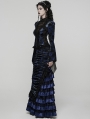Black and Blue Sexy Gothic Gorgeous Velvet Lace Shirt for Women