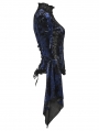 Black and Blue Sexy Gothic Gorgeous Velvet Lace Shirt for Women