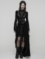 Black Gothic Spider Web Mesh Lace High-Low Skirt