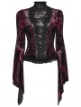 Red and Black Sexy Gothic Gorgeous Velvet Lace Shirt for Women