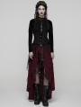 Red and Black Gothic Spider Web Mesh Lace High-Low Skirt
