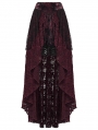 Red and Black Gothic Spider Web Mesh Lace High-Low Skirt